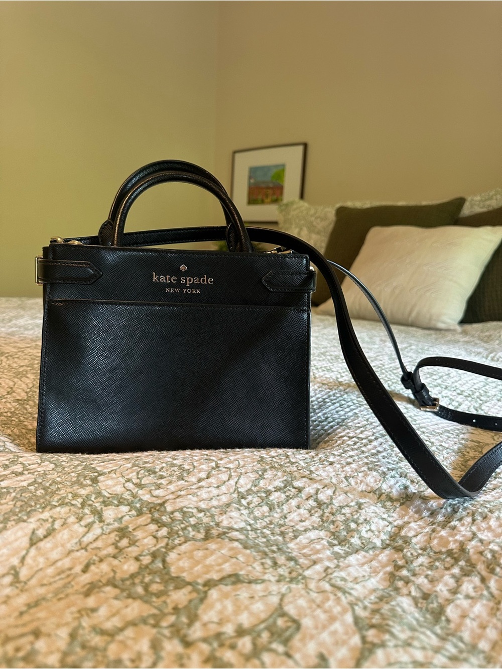 kate spade Black Leather Mini Top-Handle Messenger
